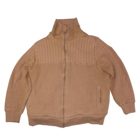 Montgomery Ward Other - Vintage Montgomery Ward Large Faux Fur Lined Brown Ribbed Knit Sweater Full Zip